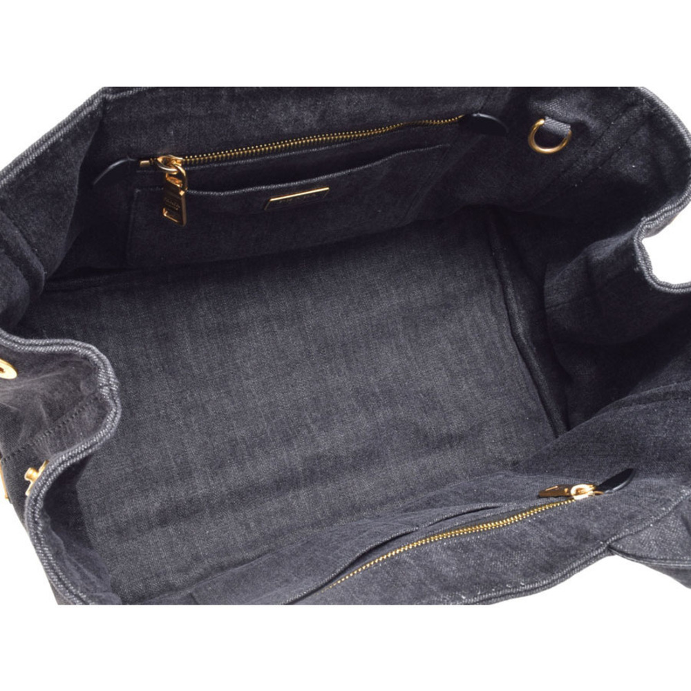 Prada Tote Black Bag Canapa Denim - Picture 8 of 11